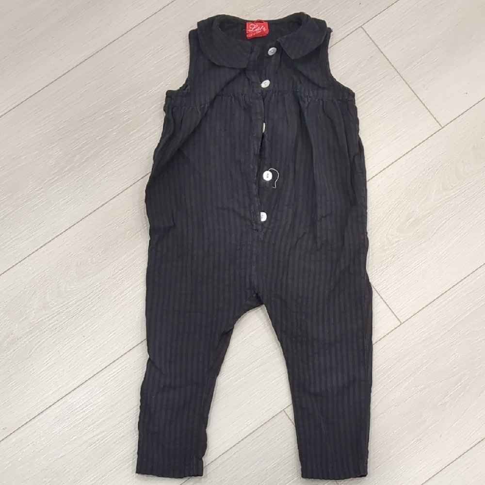 Black Striped Sleeveless Jumpsuit